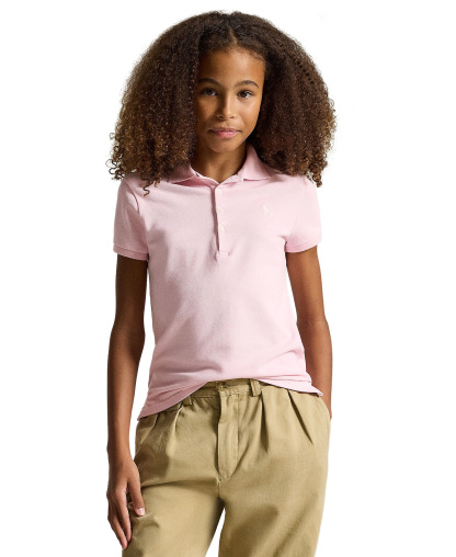 Polo Ralph Lauren Girls' 7-16 Stretch Cotton Mesh Polo Shirt - Hint of Pink