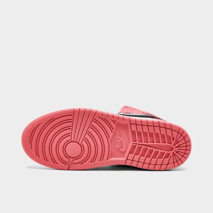 Little Kids' Air Jordan Retro 1 Mid Casual Shoes - Pink Gaze/White/Black - view 6