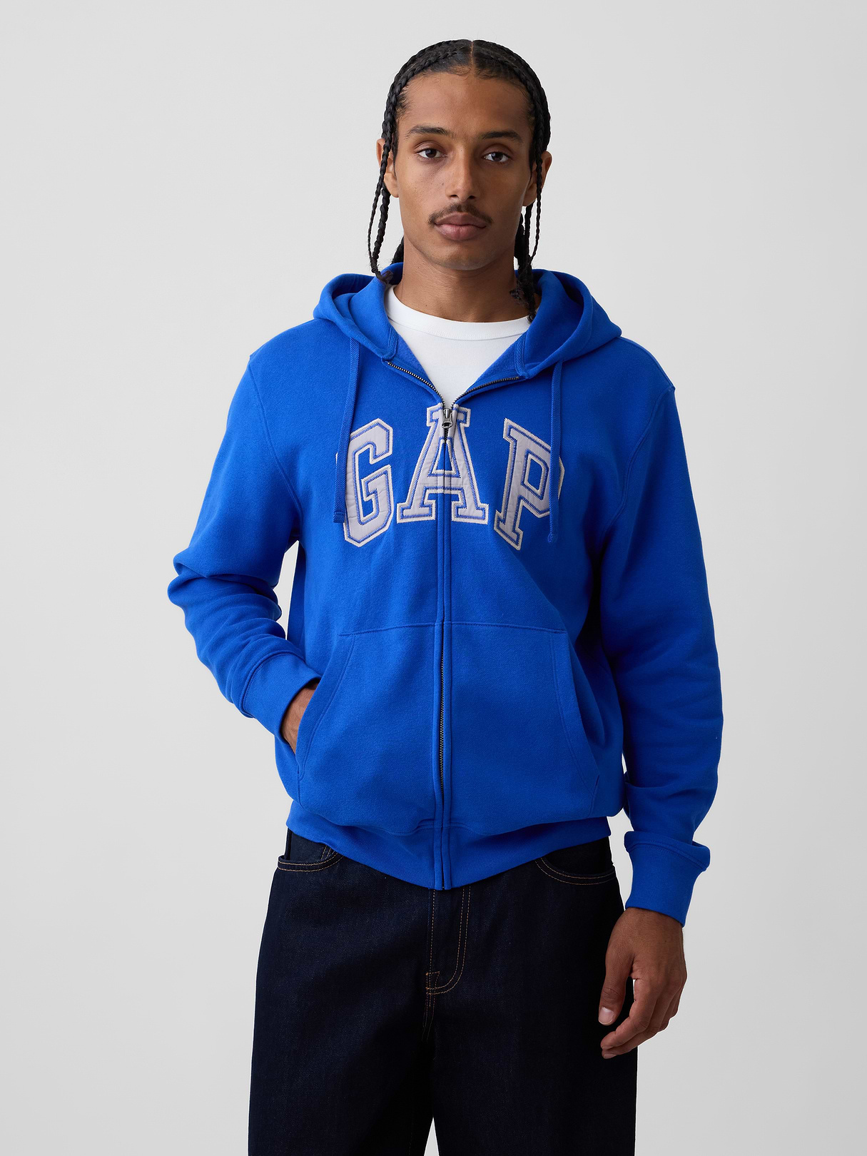 Adult VintageSoft Arch Logo Zip Hoodie - Active blue
