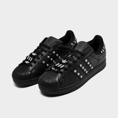 Men's adidas Originals Superstar II Casual Shoes - Part 1 - Core Black/Core Black/Silver Metallic - Both shoes facing left