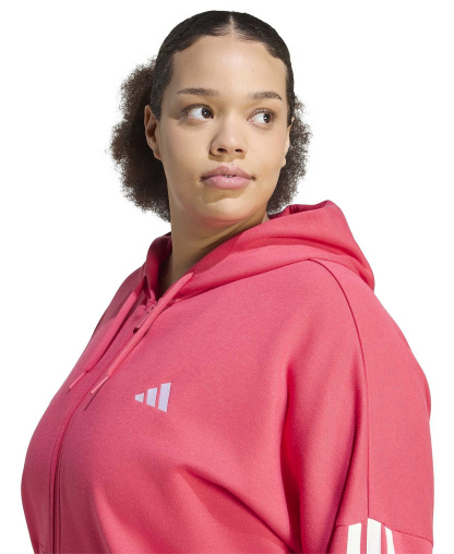 adidas Plus Size Essentials 3-Stripes Full-Zip Fleece Hoodie - Power Pink