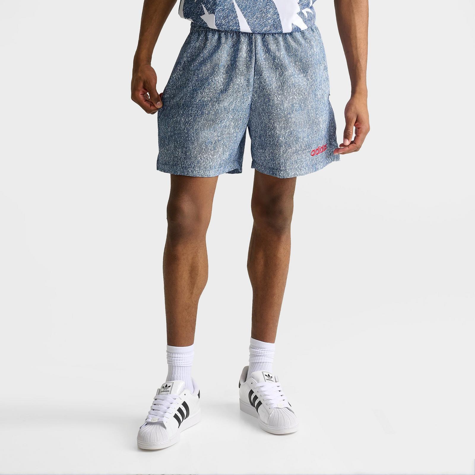 Men's adidas Denim Graphic Shorts - White/Dark Blue - view 3