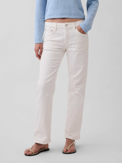 Mid Rise Corduroy Relaxed Straight Pants - Winter white