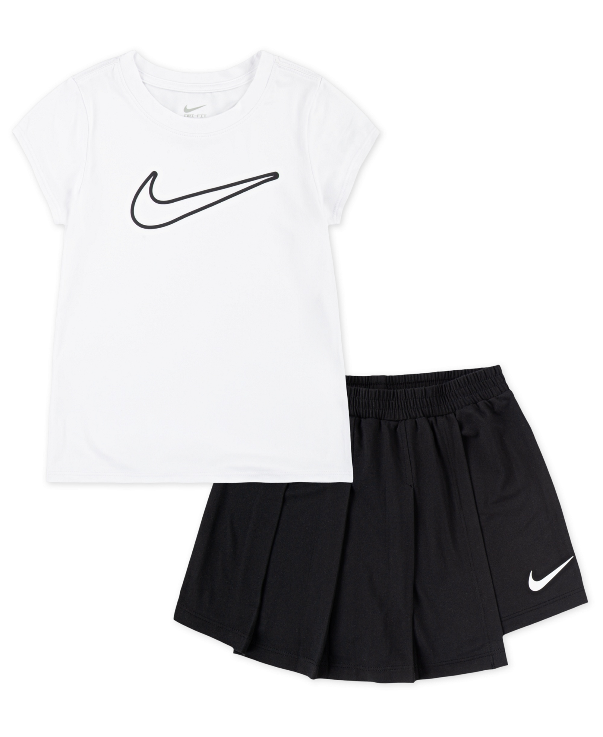 Nike Girls' 4-6X All Day Play Short-Sleeve T-Shirt and Skort, 2-Piece Set - Black/White