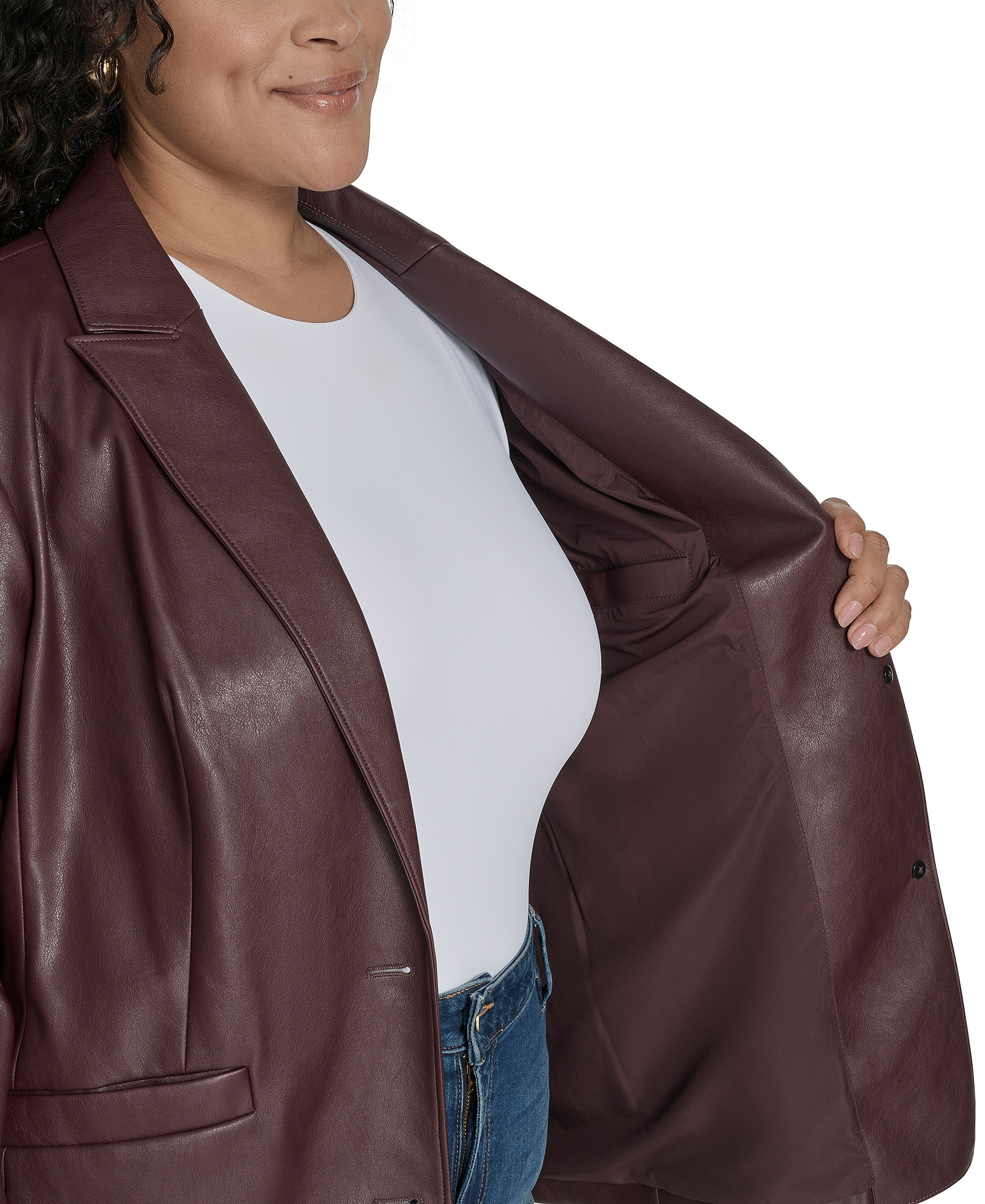 Levi's Women's Single-Breasted Faux-Leather Blazer - Oxblood