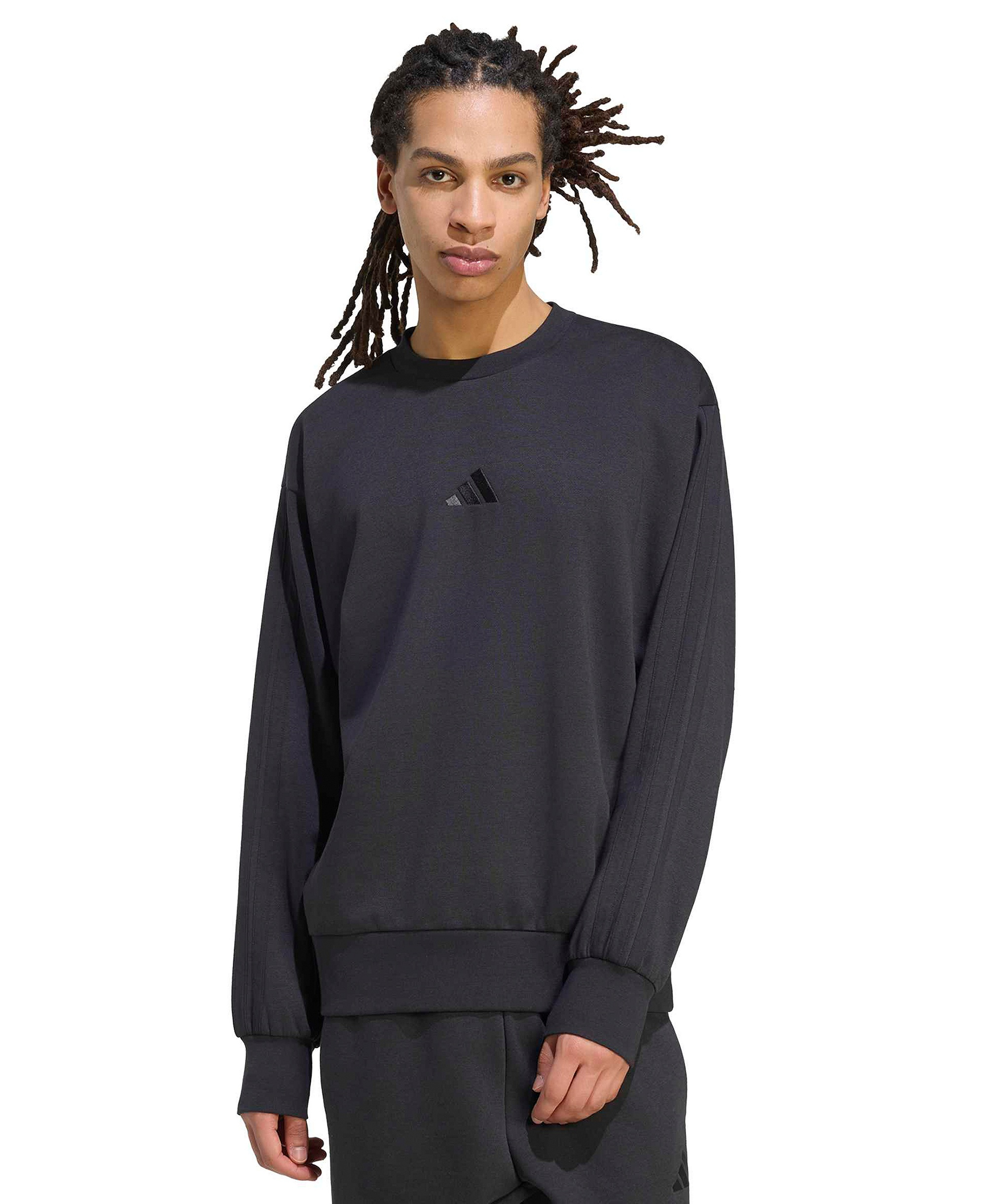 adidas Men's Essentials 3-Stripes Fleece Sweatshirt - Black