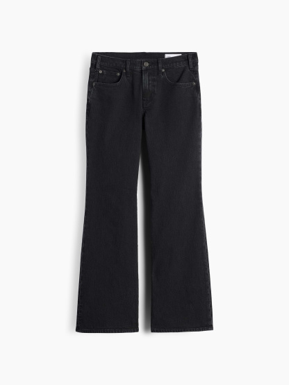 Mid Rise Relaxed Flare Jeans - Black wash