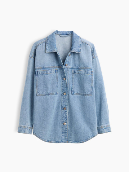 Denim Oversized Shirt Jacket - Light wash