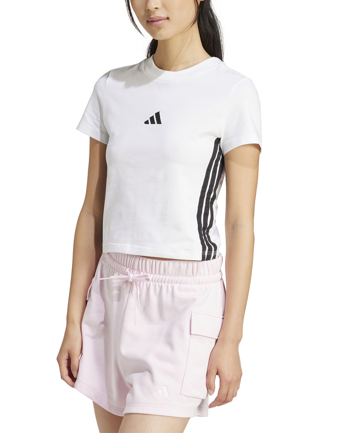 adidas Women's Essentials Slim-Fit Short-Sleeve Baby T-Shirt - White/Black