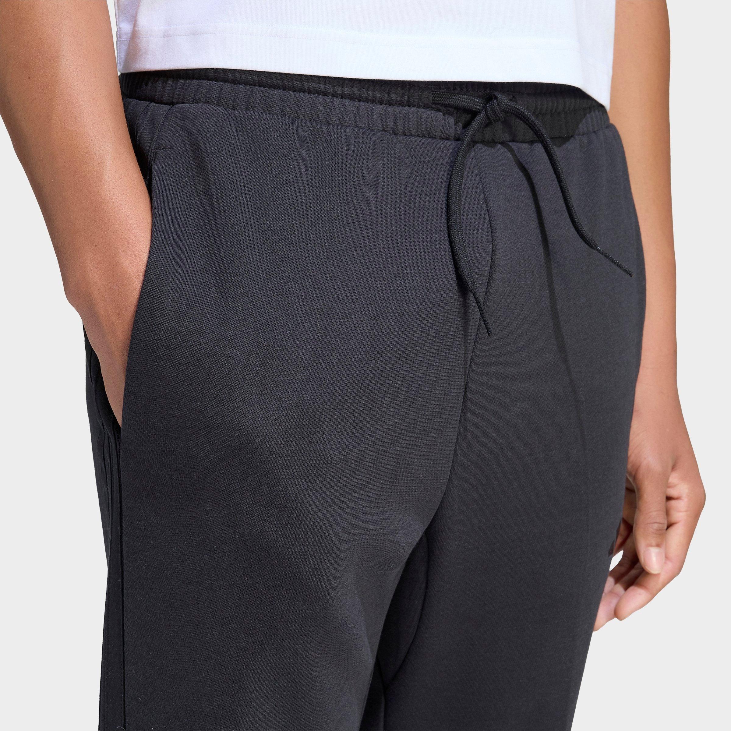 Men's adidas Essentials 3-Stripes Open Hem Fleece Pants - Black/Black