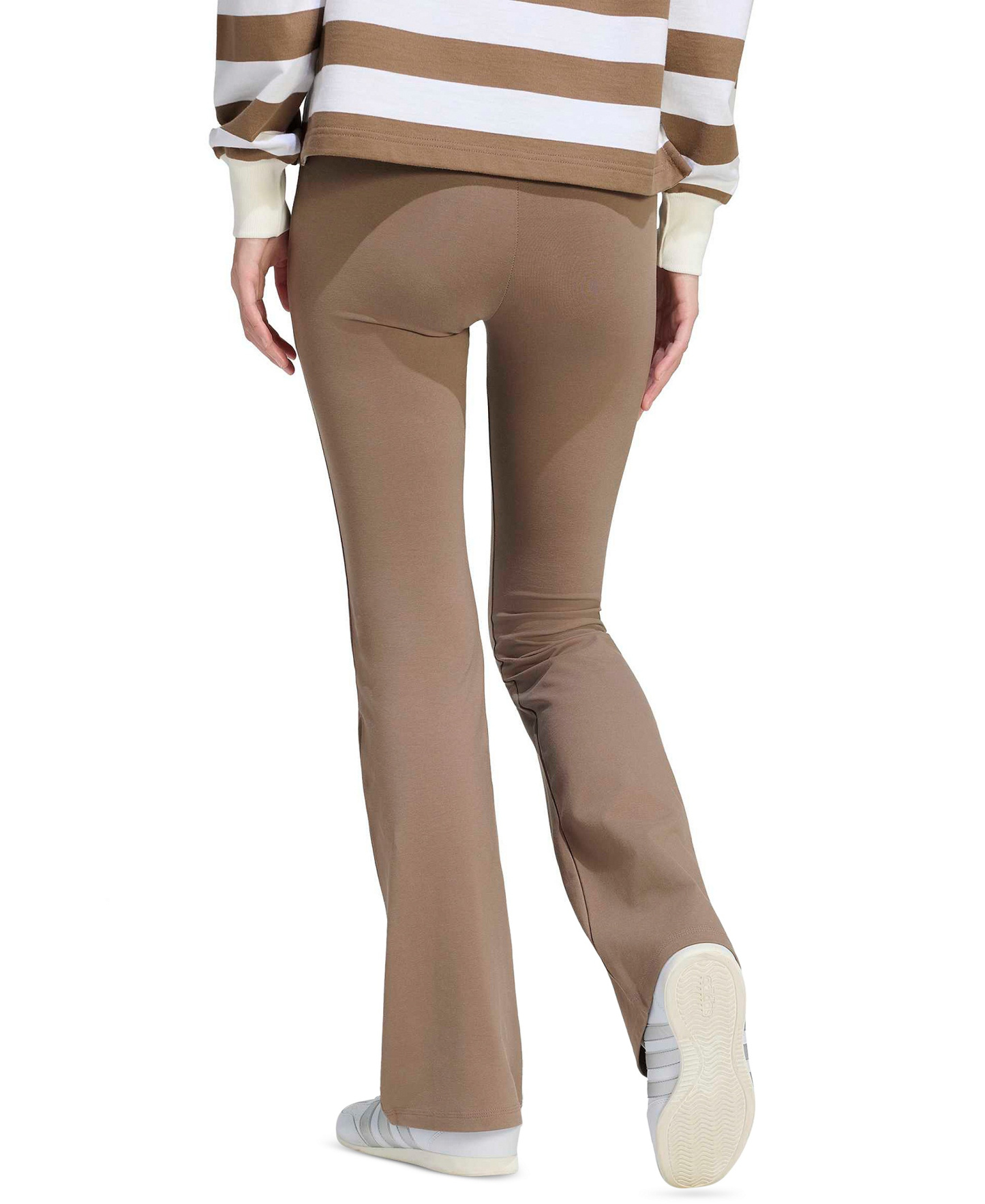 adidas Women's Essentials Small Logo Flared Leggings - Khaki Six/white