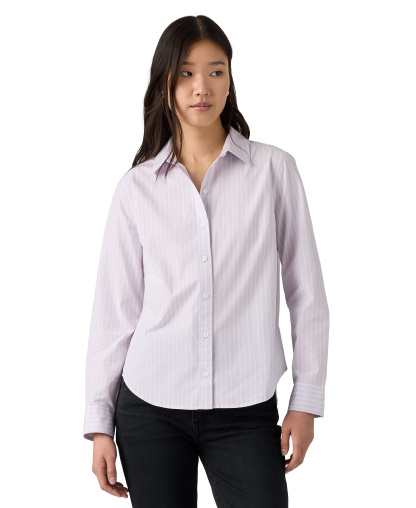 Levi's Women's Carlile Classic Poplin Long-Sleeve Shirt - Helle Stri