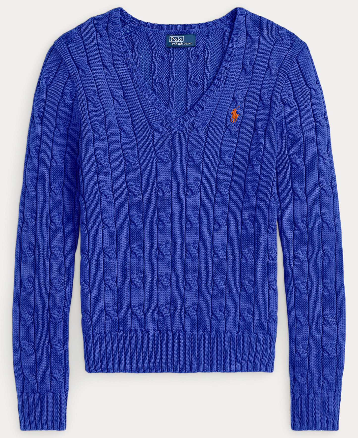Polo Ralph Lauren Women's Cable-Knit Cotton V-Neck Sweater - Maidstone Blue