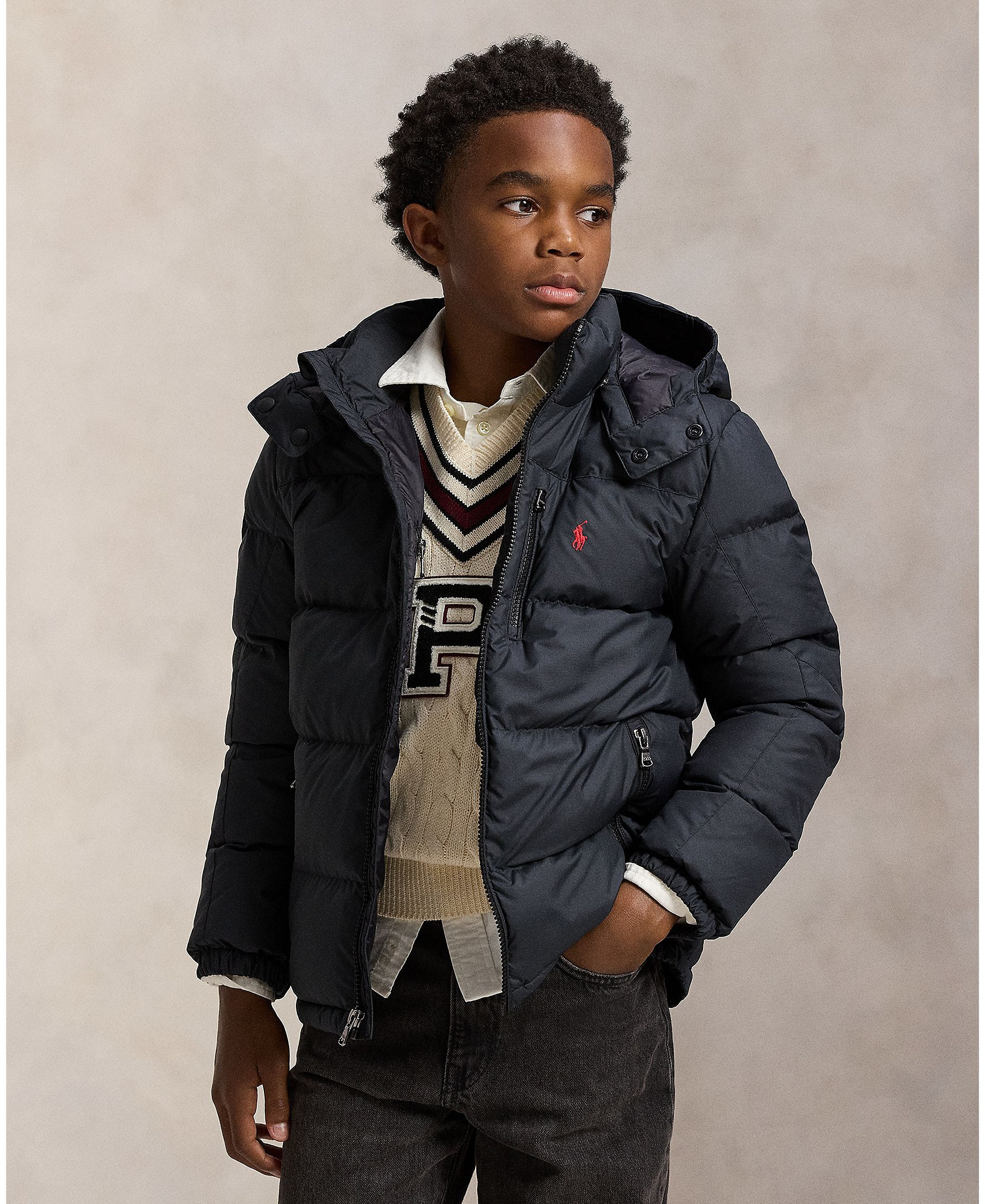 Polo Ralph Lauren Big Boys Ripstop Down Hooded Jacket - Polo Black