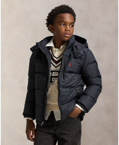 Polo Ralph Lauren Big Boys Ripstop Down Hooded Jacket - Polo Black