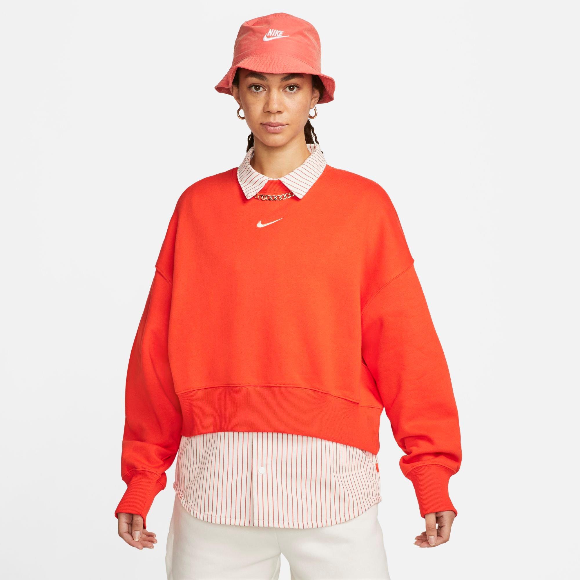 Women's Nithtke Sportswear Phoenix Fleece Oversized Crewneck Sweatshirt - Picante Red/Sail