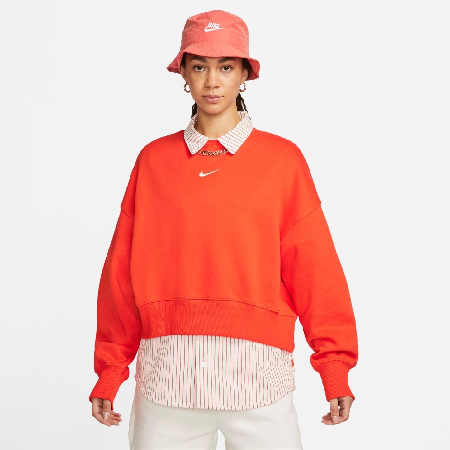 Women's Nithtke Sportswear Phoenix Fleece Oversized Crewneck Sweatshirt - Picante Red/Sail