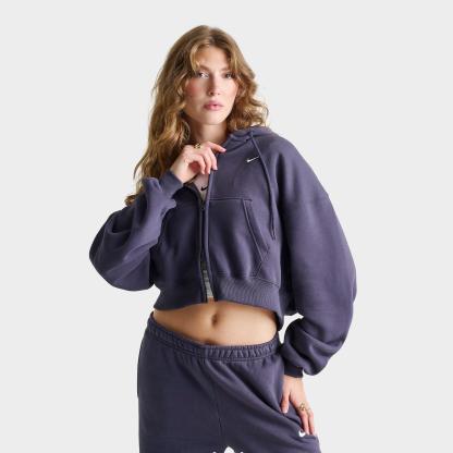 Women's Nithtke Studio Fleece Medium-Weight Oversized Cropped Full-Zip Hoodie - Gridiron/Sail