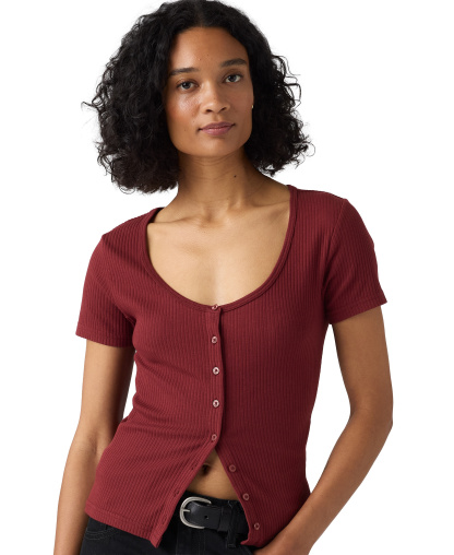 Levi's Women's Austen Button-Up Short-Sleeve Top - Warm Caber