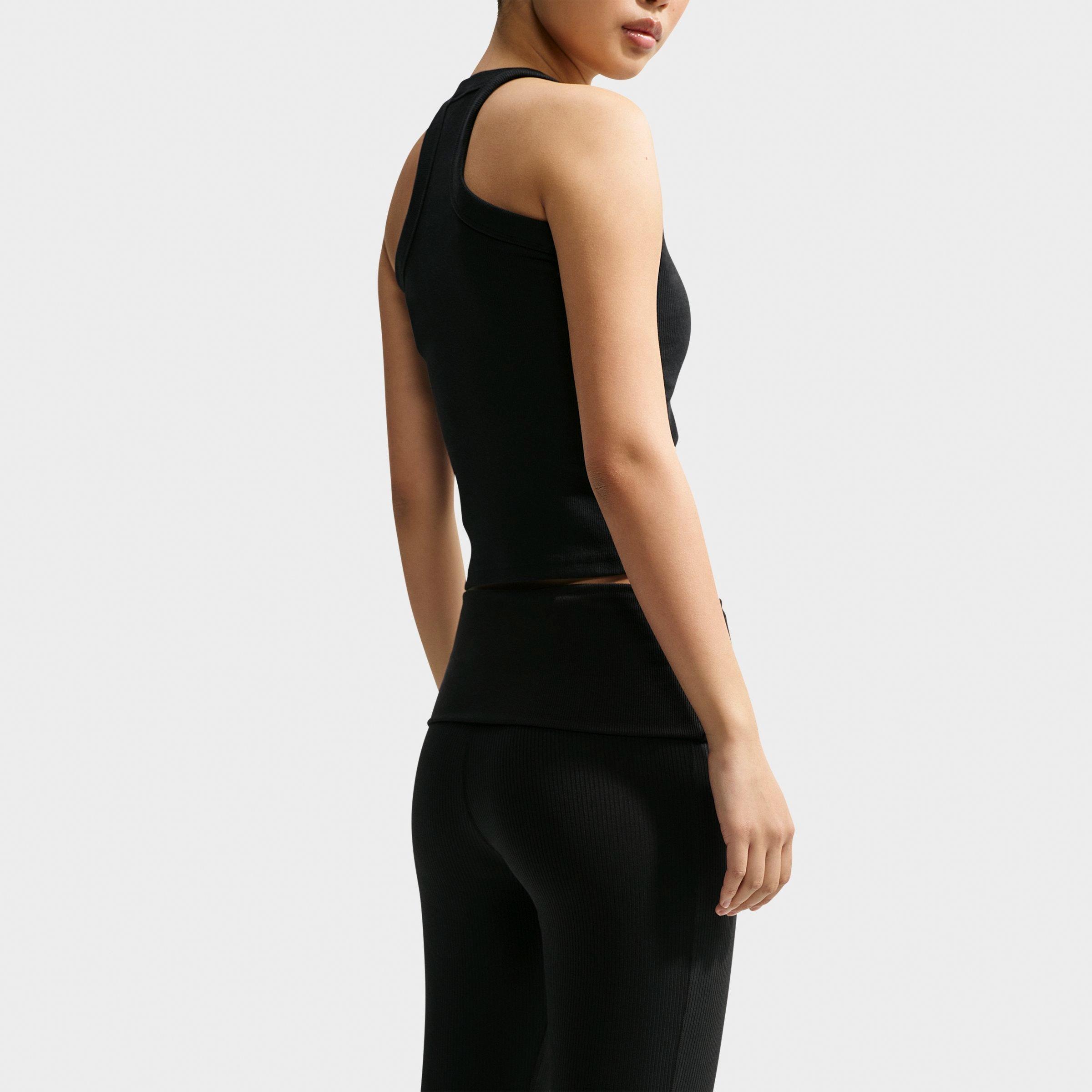 Women's Nithtke Sportswear Chill Knit Mid-Rise Tight Ribbed Pants - Black/White