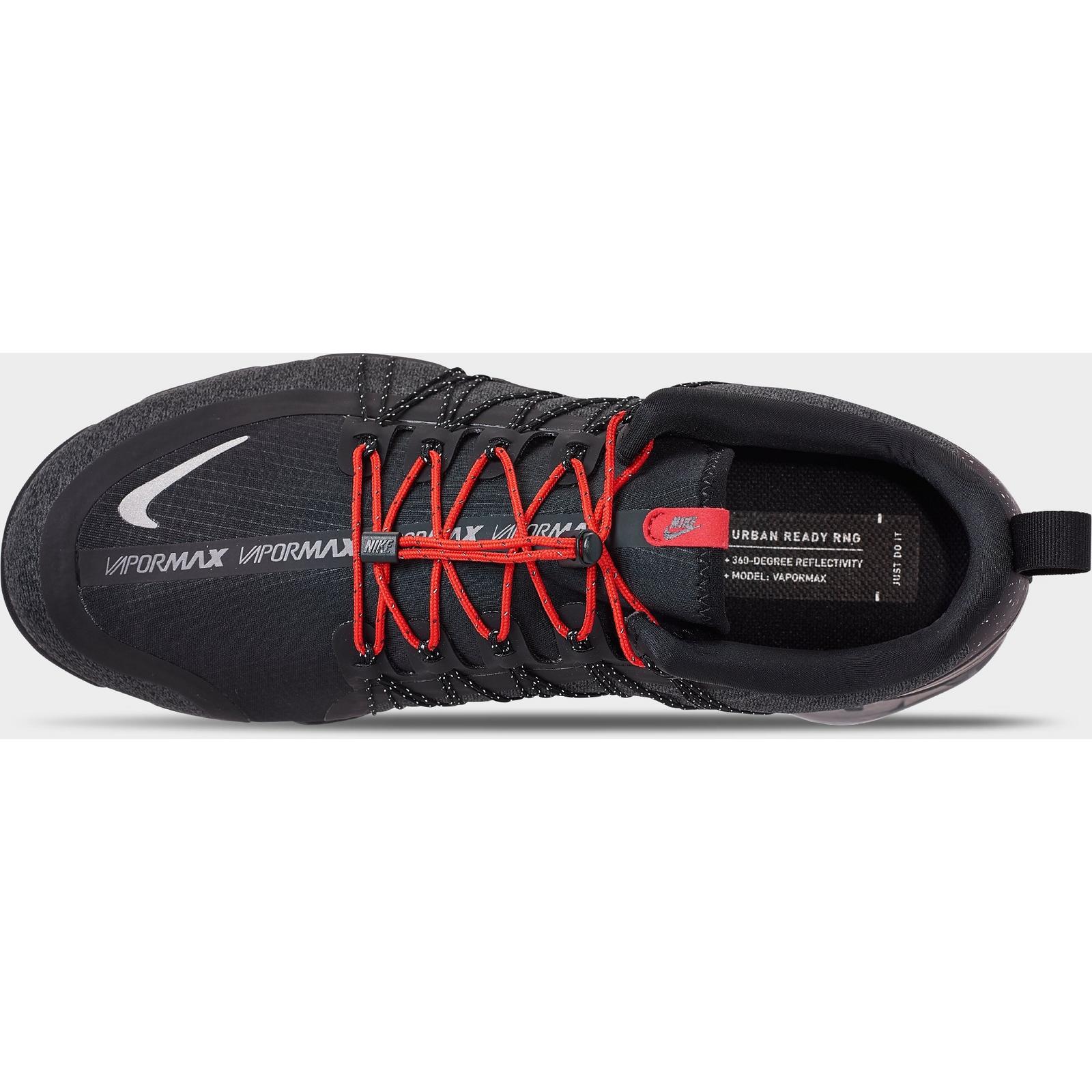 Men's Nike Air VaporMax Run Utility Running Shoes - Black/Reflective Silver/Anthracite/Habanero Red