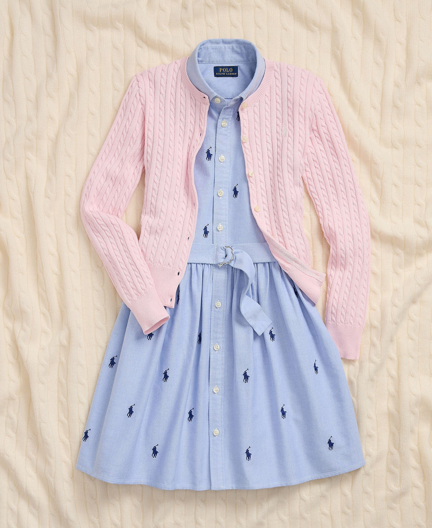 Polo Ralph Lauren Girls' 7-16 Cable-Knit Cotton Cardigan - Hint of Pink