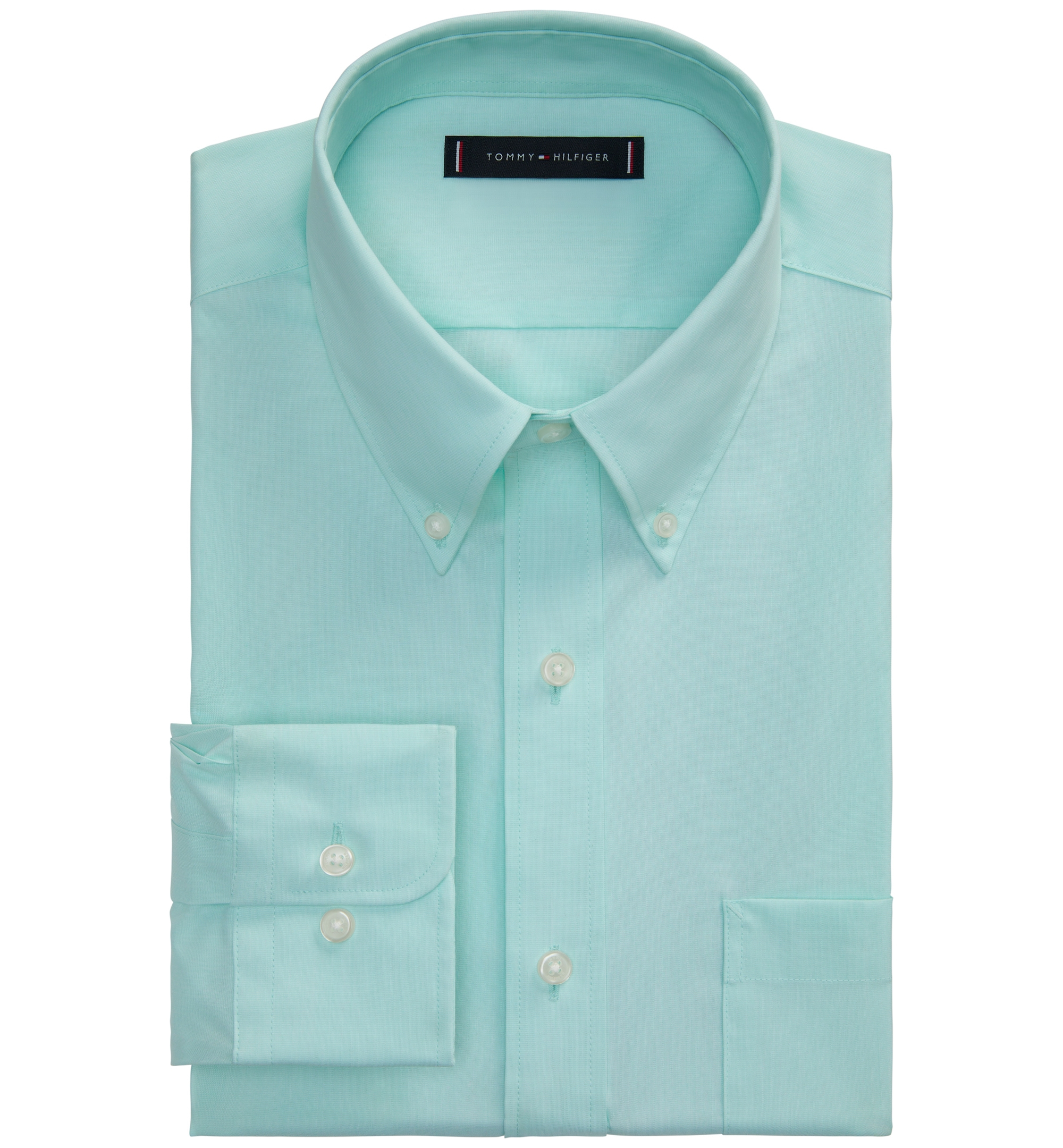 Tommy Hilfiger Men's Regular Fit Wrinkle Resistant Stretch Dress Shirt - Jade