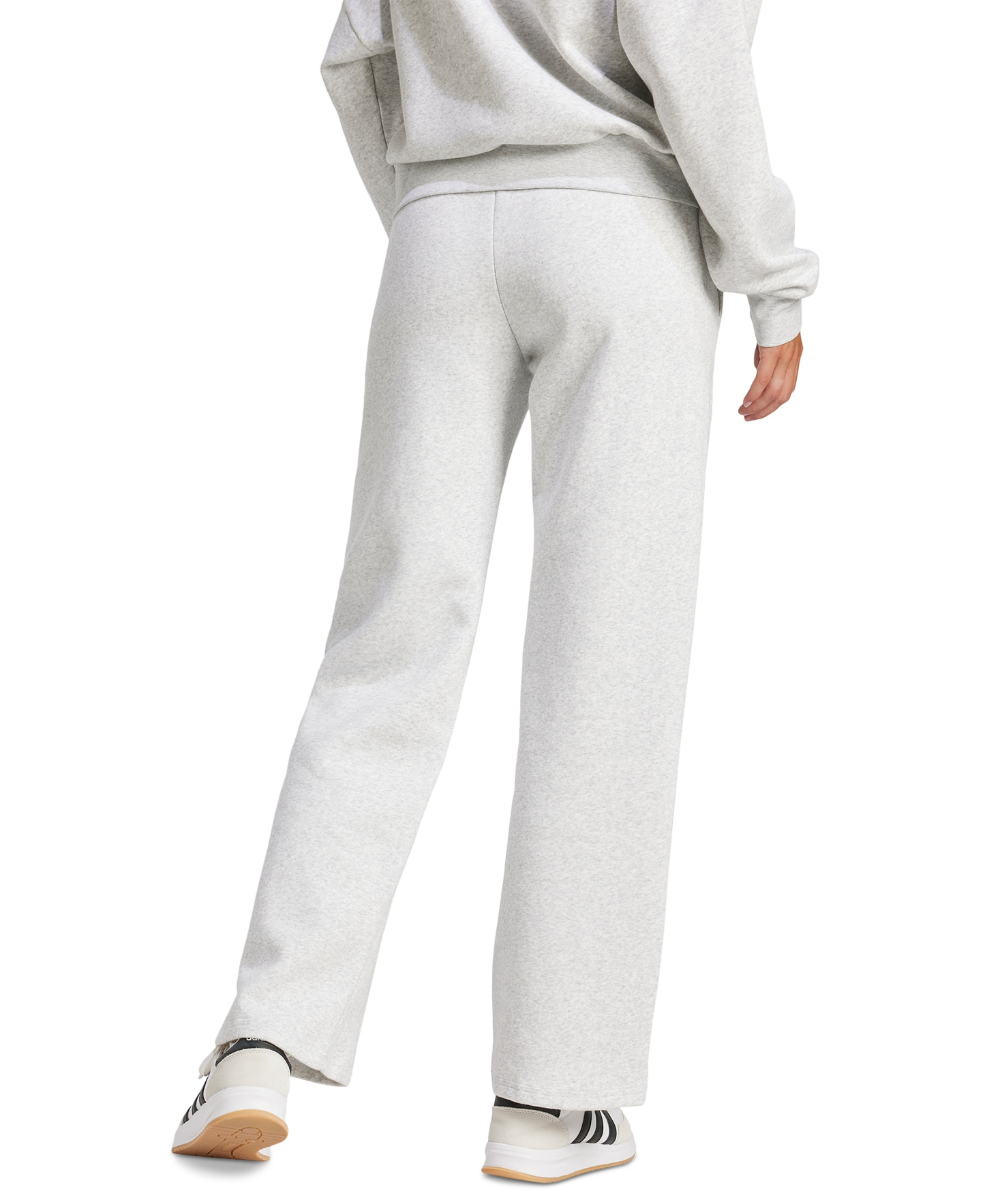 adidas Women's Essentials Small Logo Feel Cozy Open Hem Pants - Light Grey Heather/white