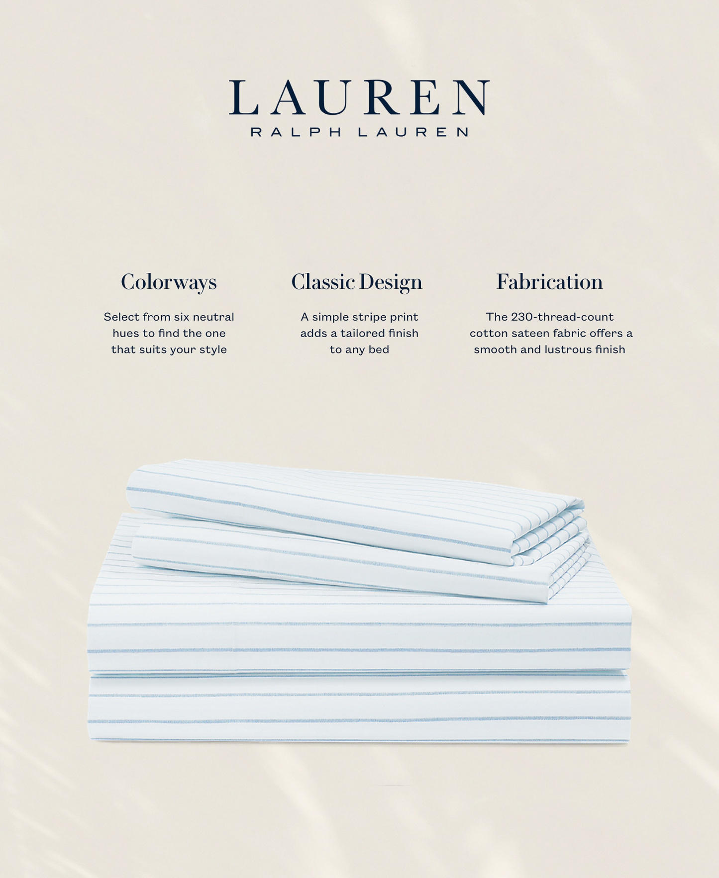 Lauren Ralph Lauren Spencer Stripe Sheet Set, Queen - Blue Cornflower