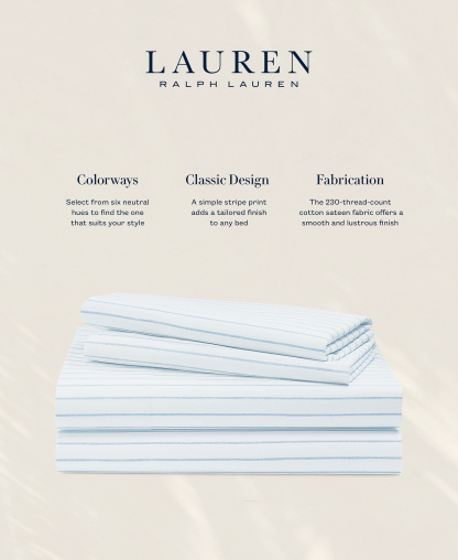 Lauren Ralph Lauren Spencer Stripe Sheet Set, Queen - Blue Cornflower