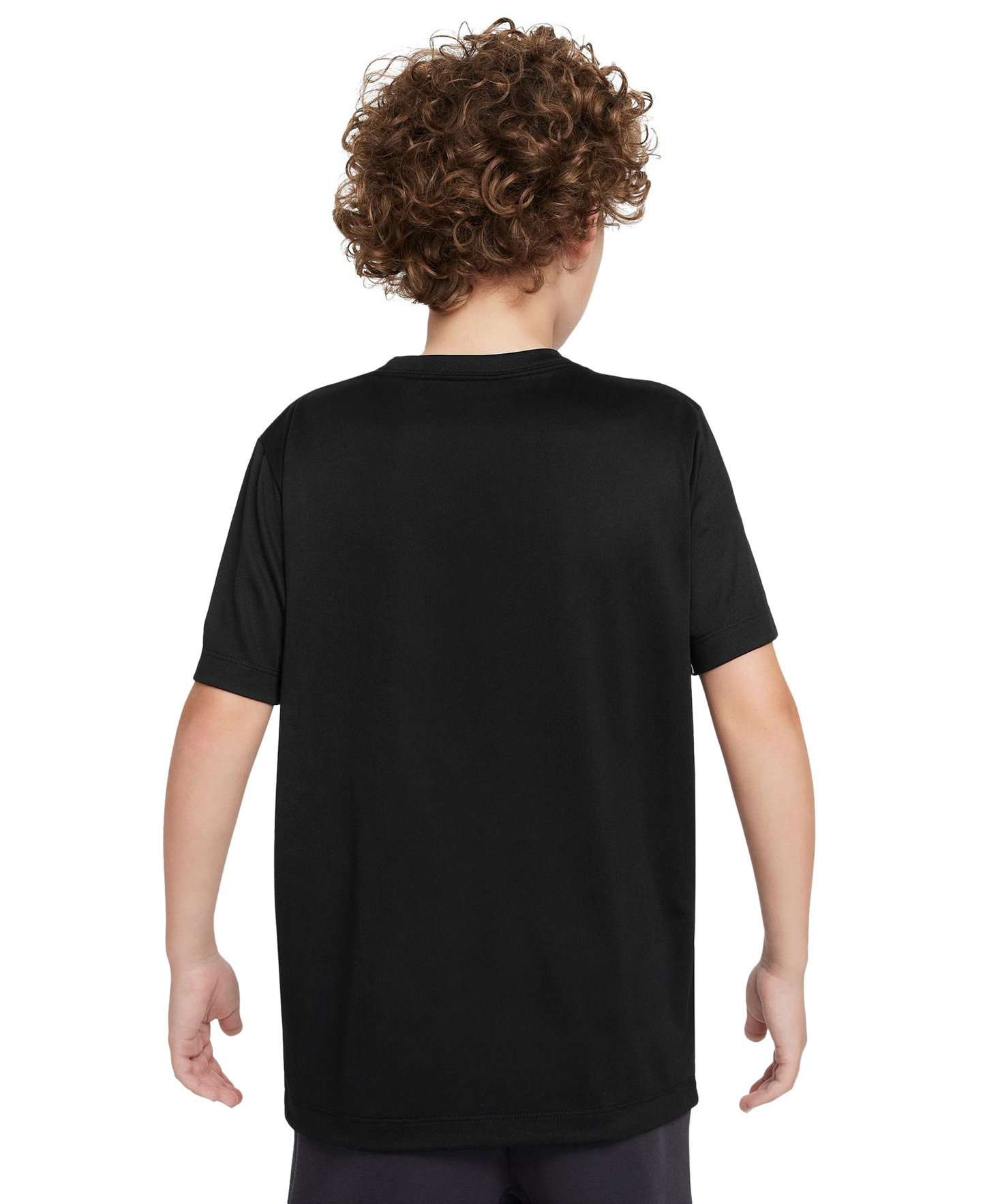 Nike Big Boys' and Girls' Legend Swoosh-Logo Crewneck Dri-FIT T-Shirt - Black