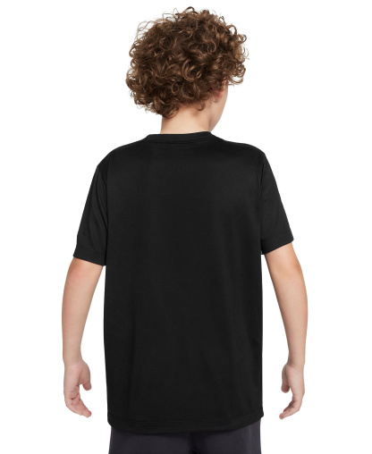 Nike Big Boys' and Girls' Legend Swoosh-Logo Crewneck Dri-FIT T-Shirt - Black