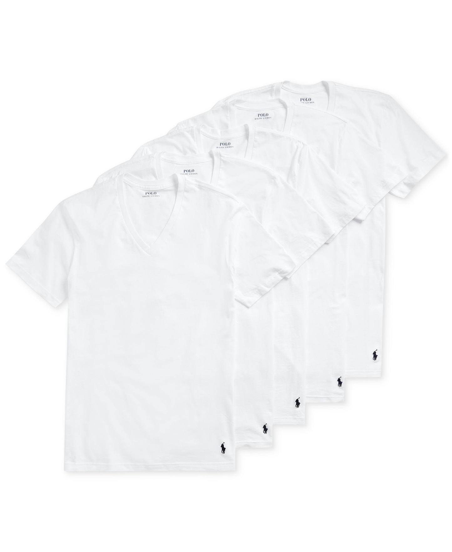 Polo Ralph Lauren Men's 5-Pack Classic-Fit V-Neck Undershirts - White