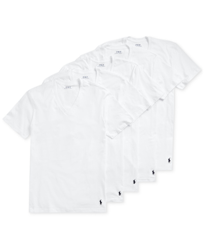 Polo Ralph Lauren Men's 5-Pack Classic-Fit V-Neck Undershirts - White