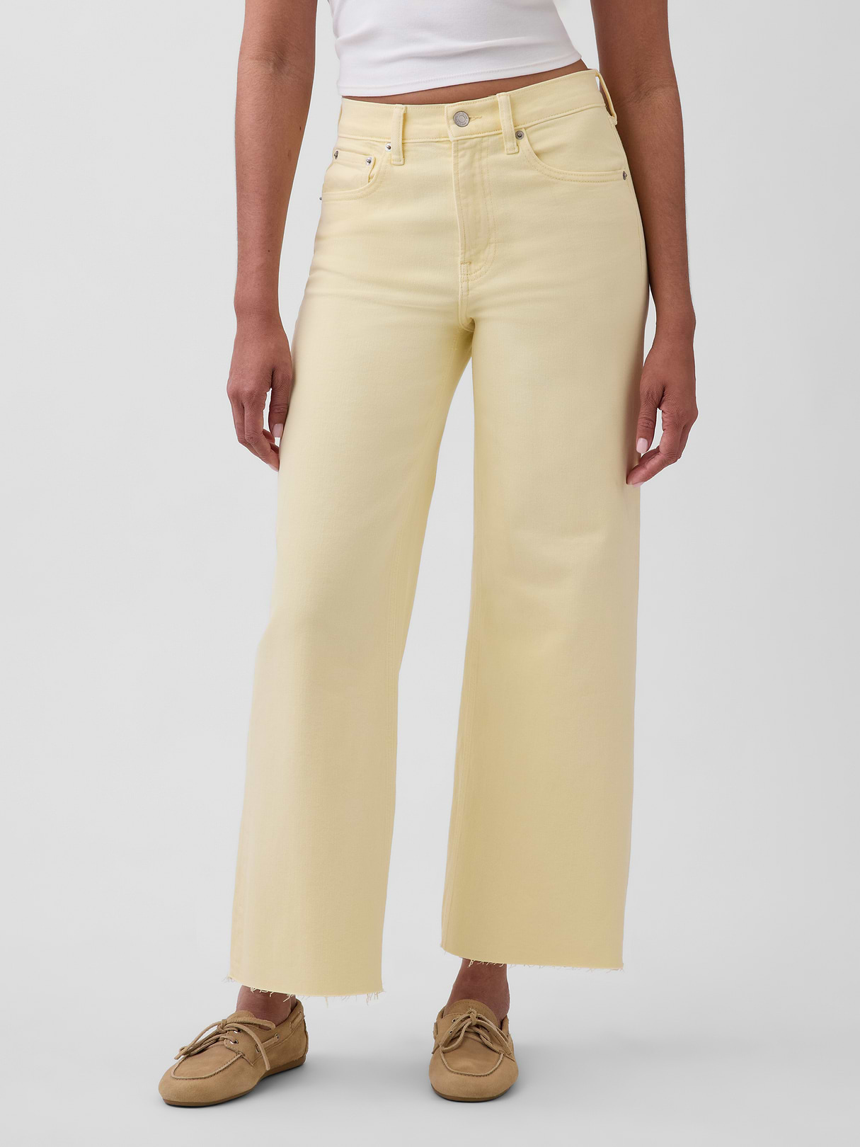 High Rise Stride Wide-Leg Ankle Jeans - Maize yellow