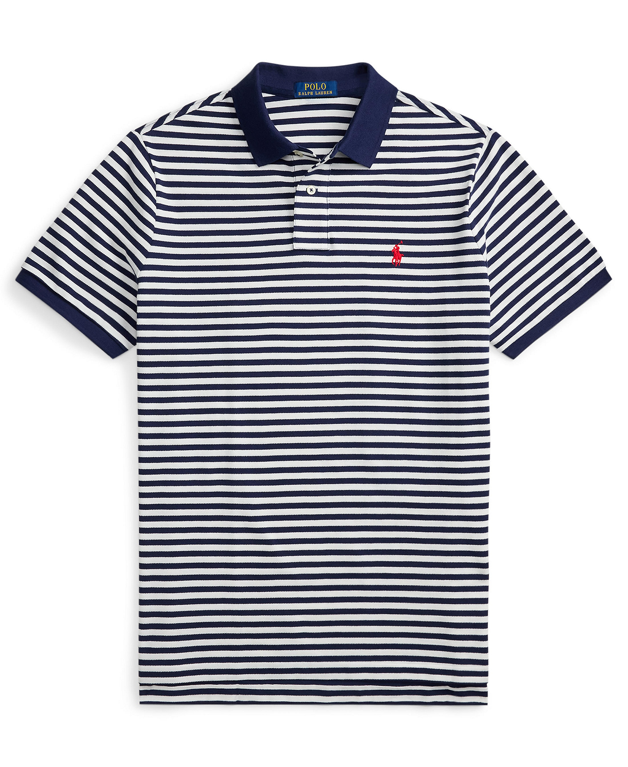 Polo Ralph Lauren Classic Fit Striped Mesh Polo Shirt - NEWPORT NAVY/WHITE