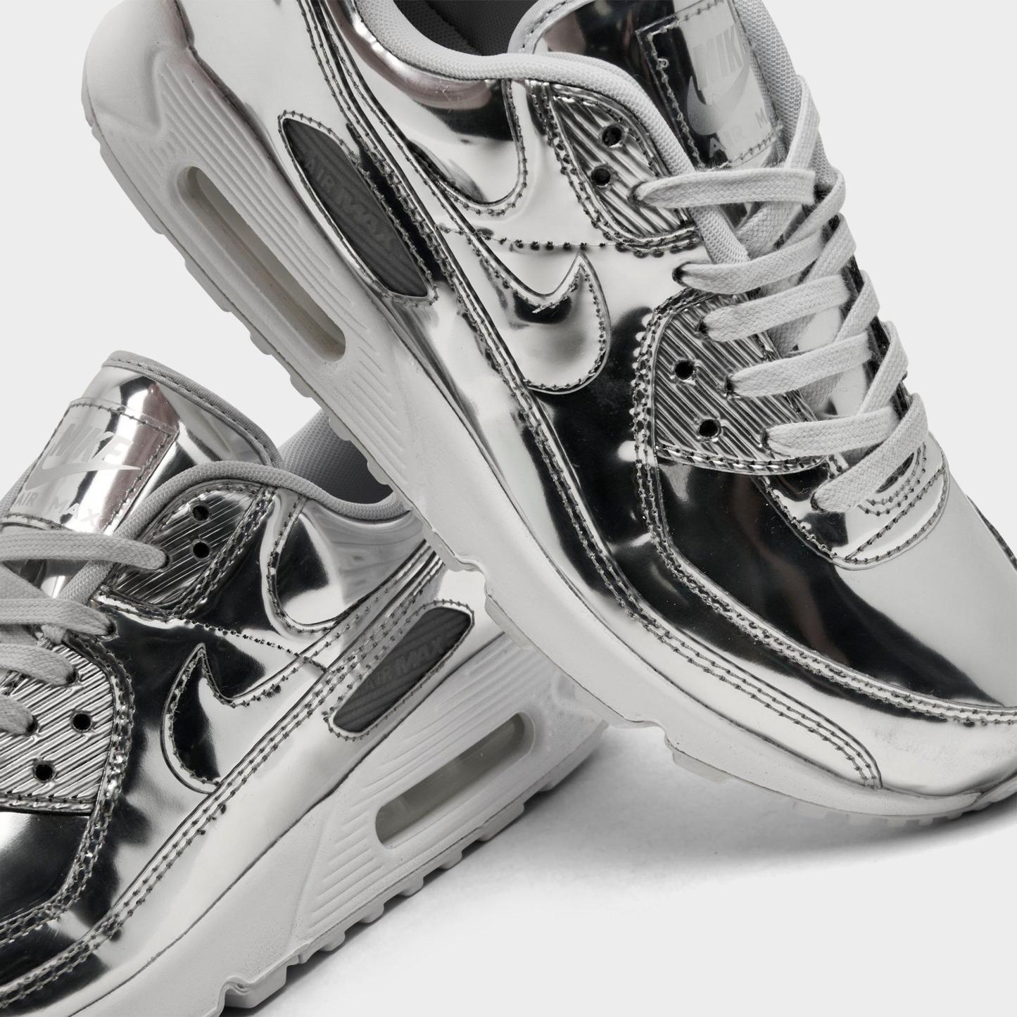 Women's Nithtke Air Max 90 SP Casual Shoes - Chrome/Pure Platinum/White - Detail shot