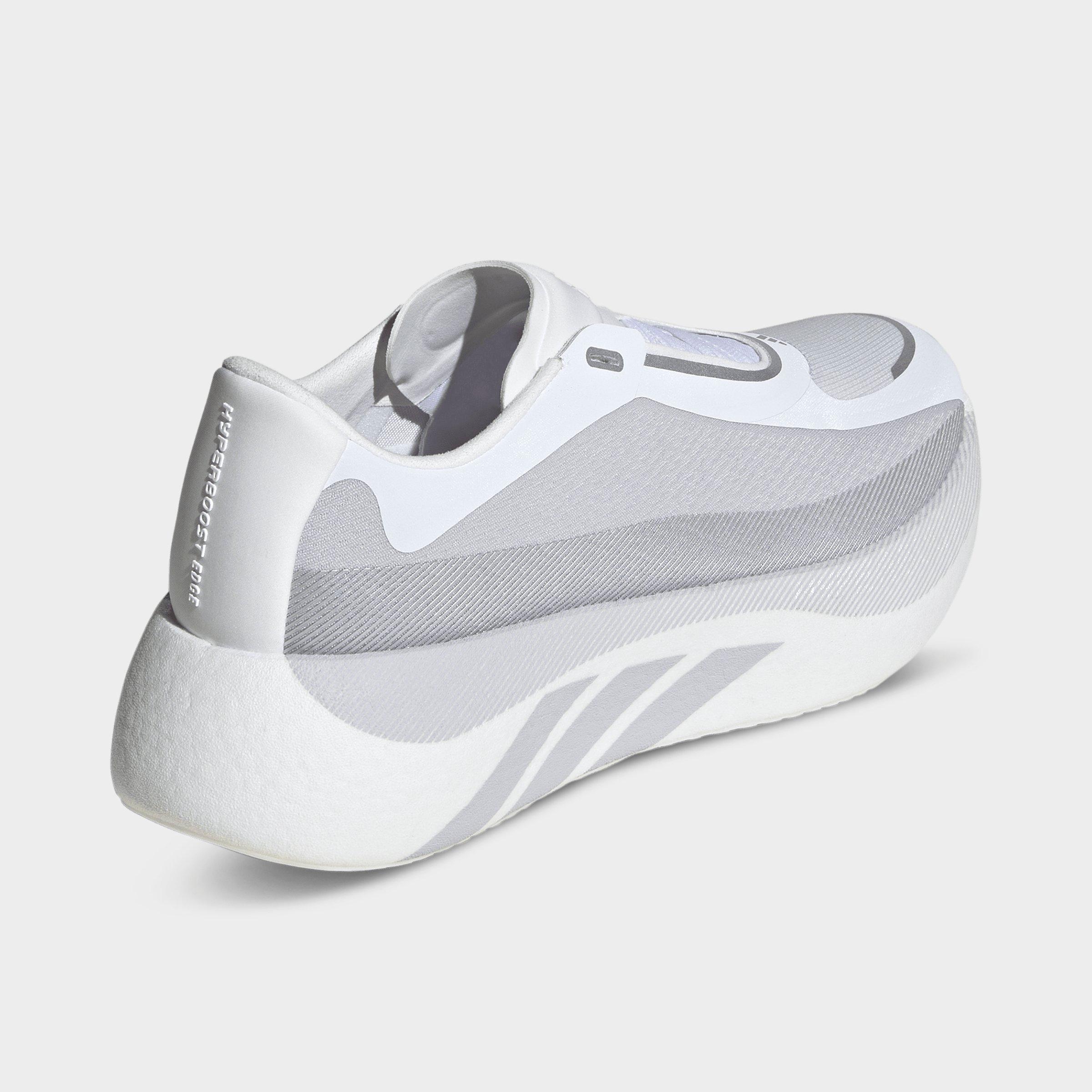 Men's adidas Hyperboost Edge Running Shoes - Part 2 - Cloud White/Light Solid Grey/Silver Metallic - Back view