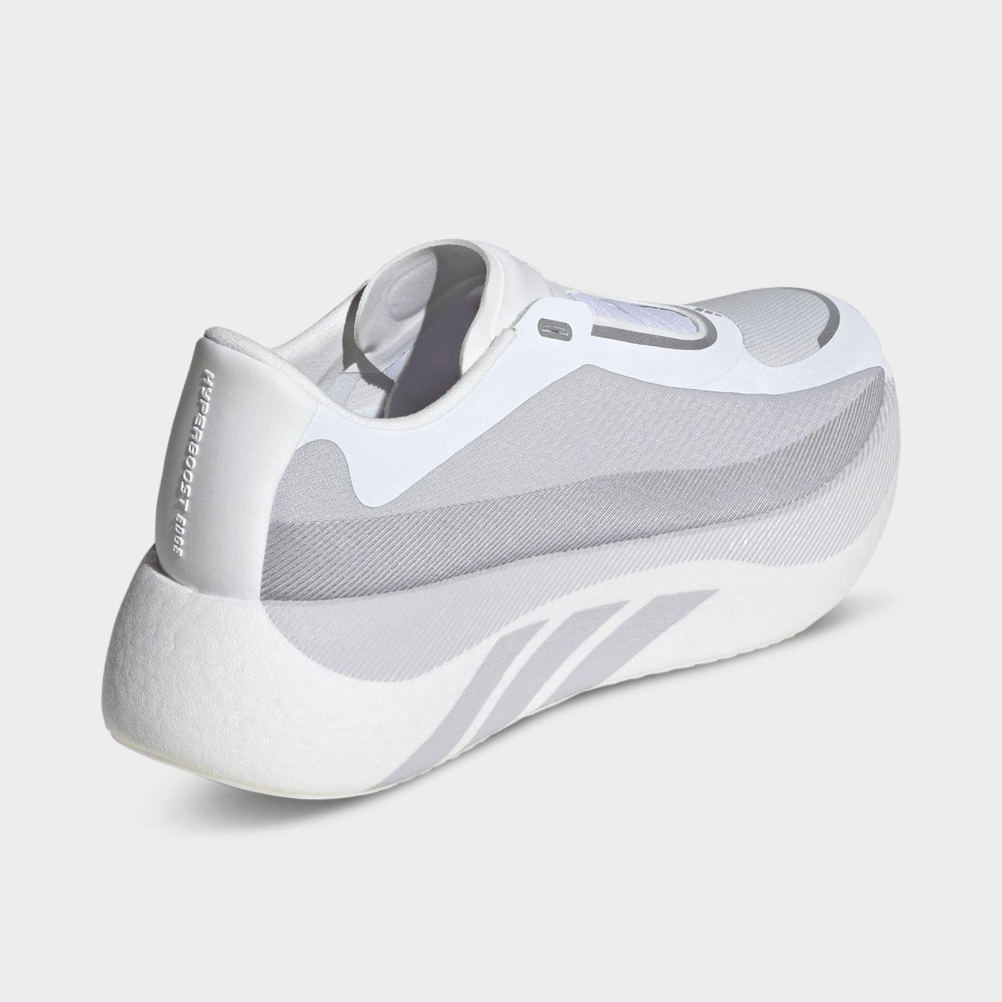 Men's adidas Hyperboost Edge Running Shoes - Part 2 - Cloud White/Light Solid Grey/Silver Metallic - Back view