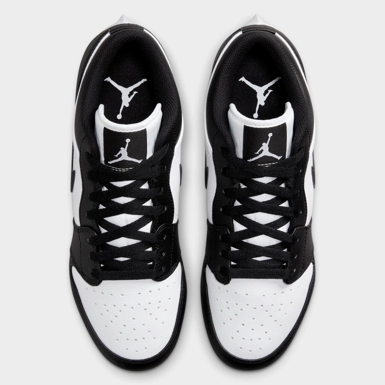 Men's Jordan 1 Low TD Football Cleats - White/Black/Black - view 5