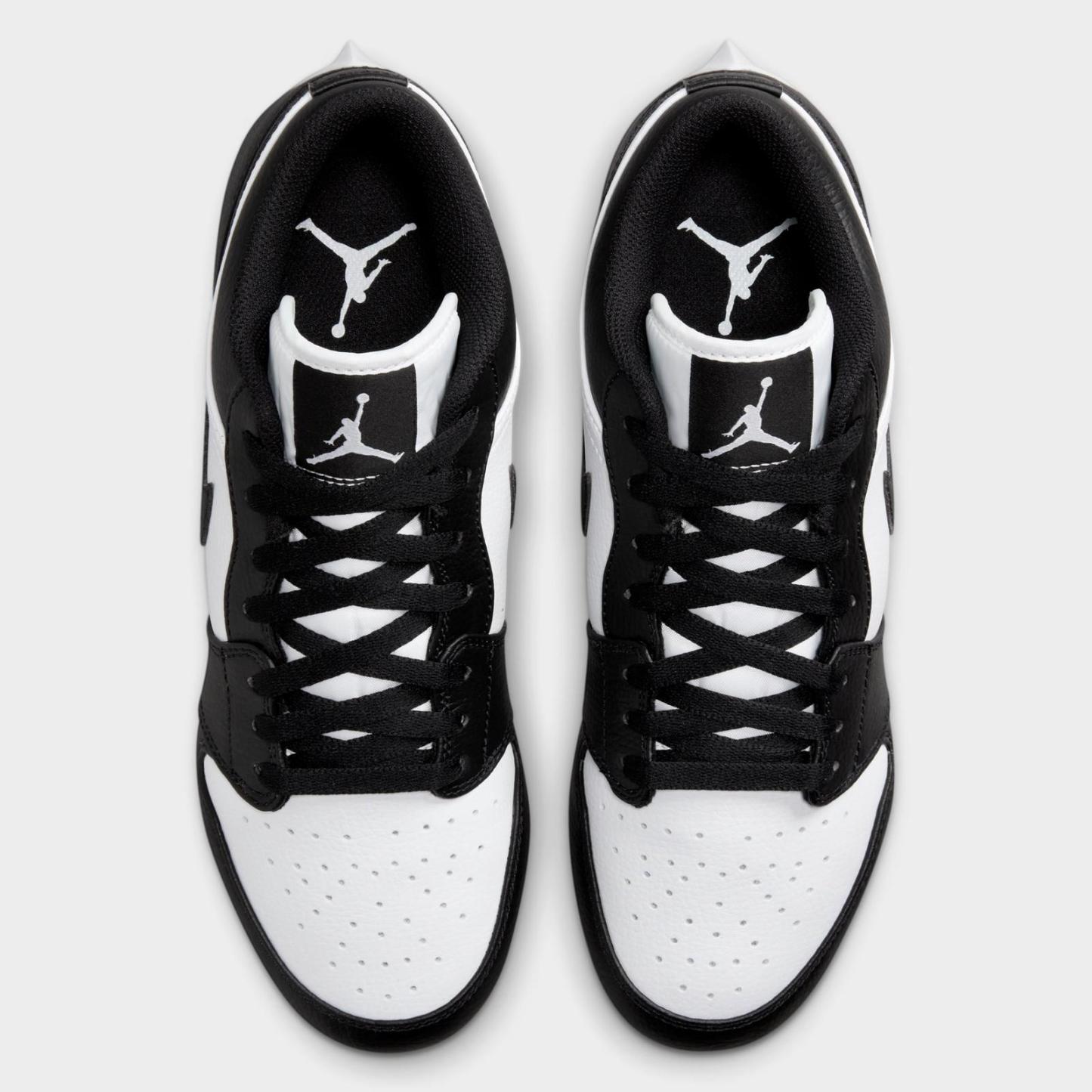 Men's Jordan 1 Low TD Football Cleats - White/Black/Black - view 5