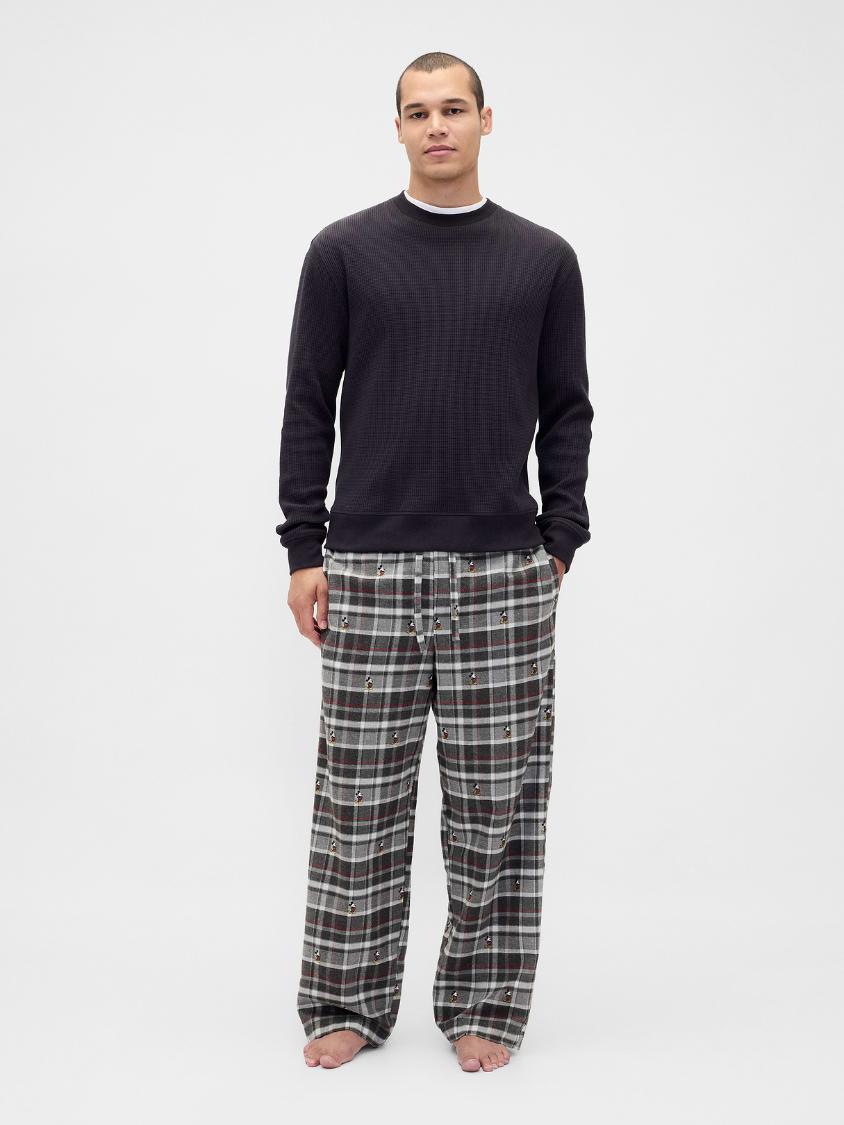 Adult Softest Flannel PJ Pants - Mickey Mouse grey & black plaid