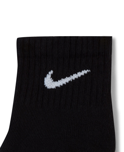 Nike Unisex Quarter Ankle Socks, 3-Pack - Black/white