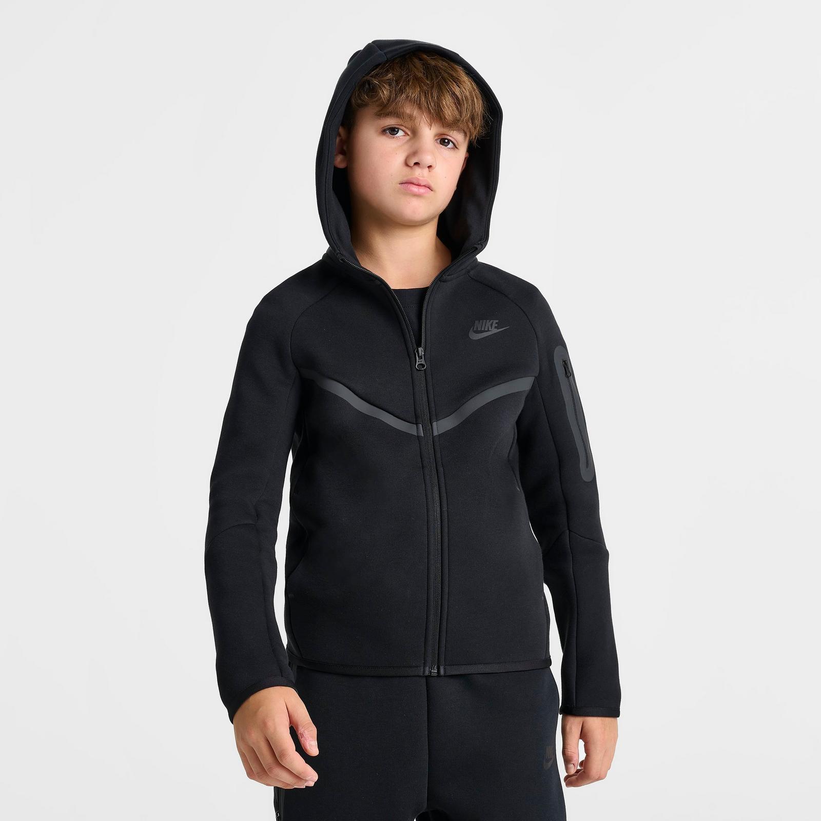 Boys' Big Kids' Nike Sportswear Tech Fleece Full-Zip Hoodie - Black