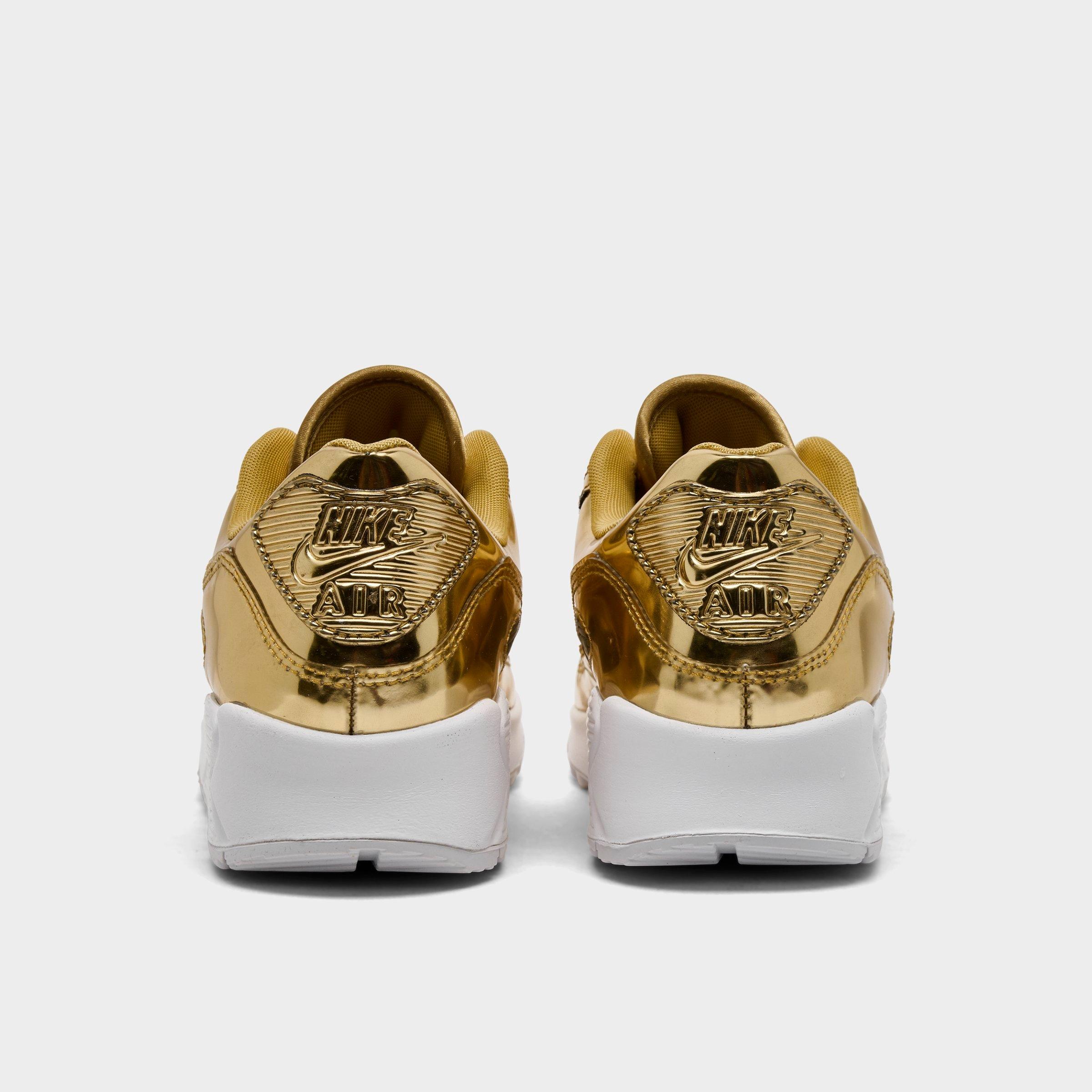 Women's Nithtke Air Max 90 SP Casual Shoes - Metallic Gold/Club Gold - Back view