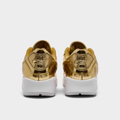 Women's Nithtke Air Max 90 SP Casual Shoes - Metallic Gold/Club Gold - Back view