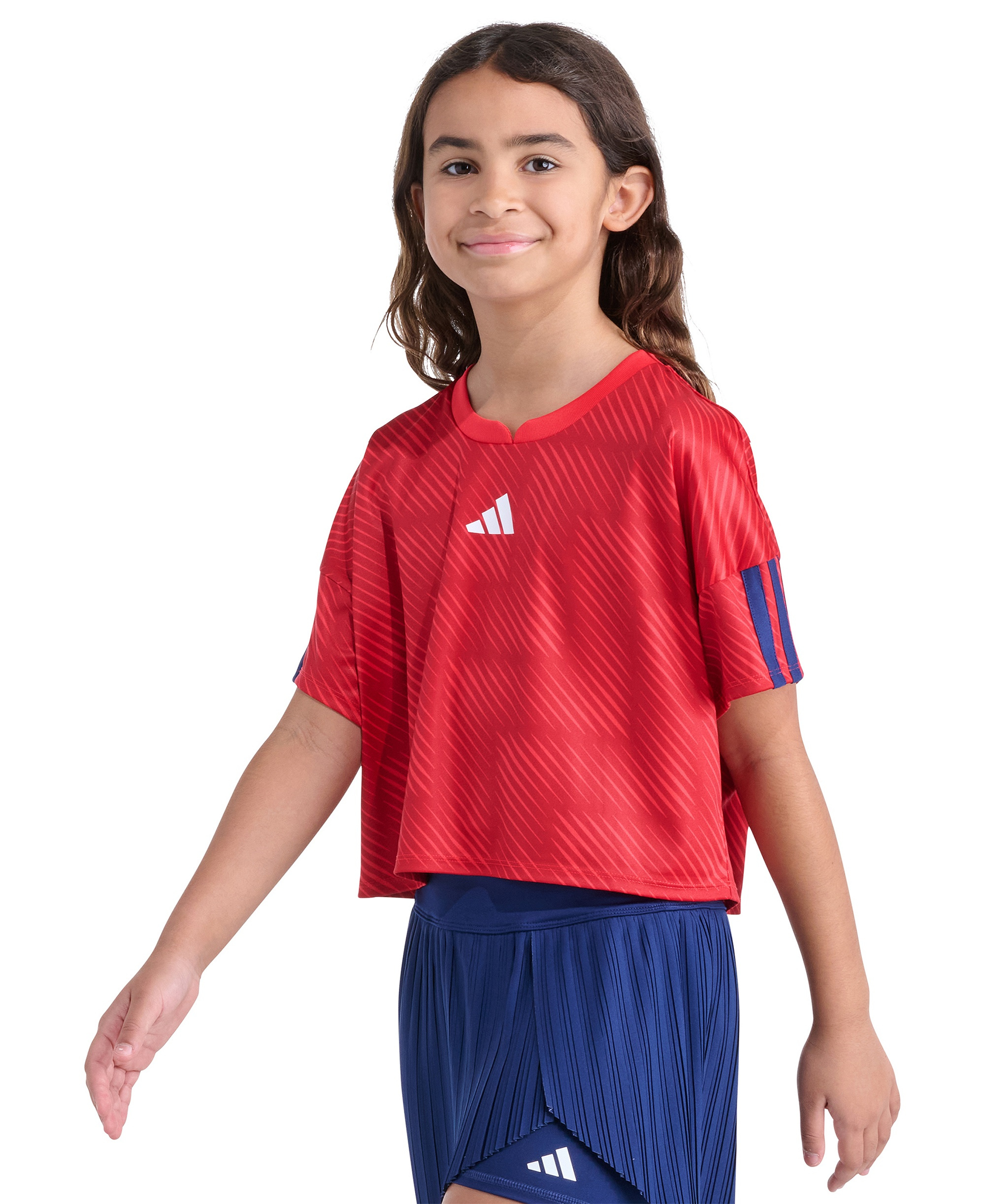 adidas Girls' 8-16 Short-Sleeve Printed World Cup Soccer Top - Bright Red