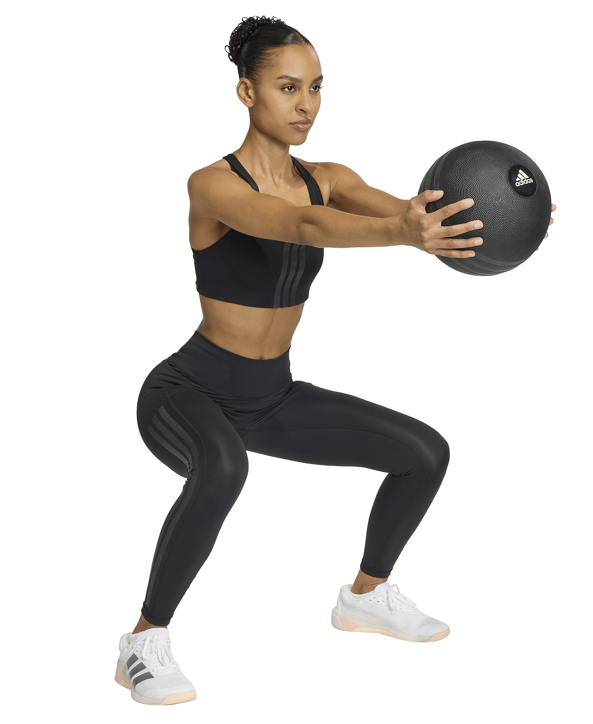 adidas Women's Optime Workout 3-Stripes Medium Support Bra - Black