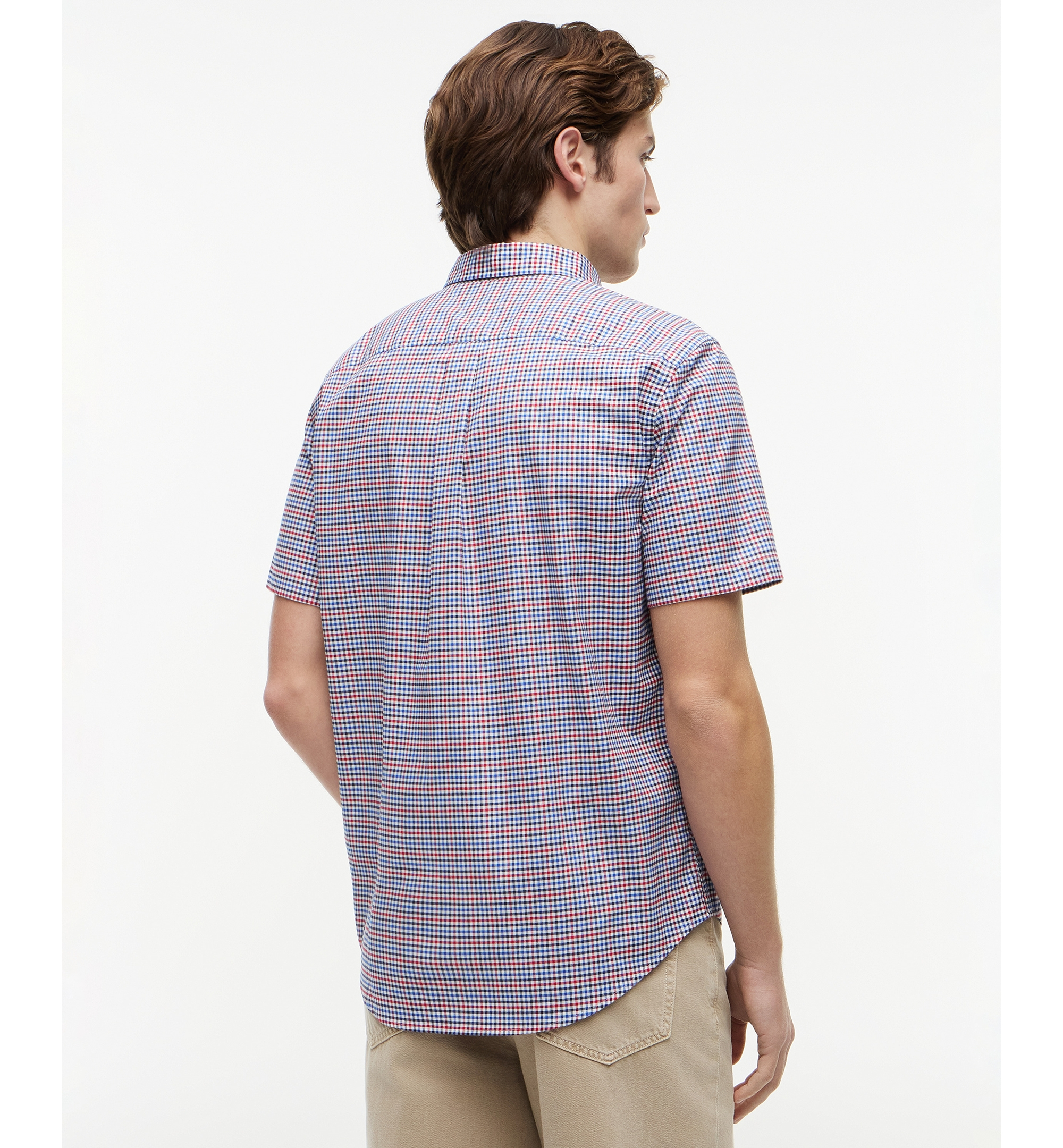 Tommy Hilfiger Men's Oxford Multi-Gingham Short-Sleeve Shirt - Medium Red / Check