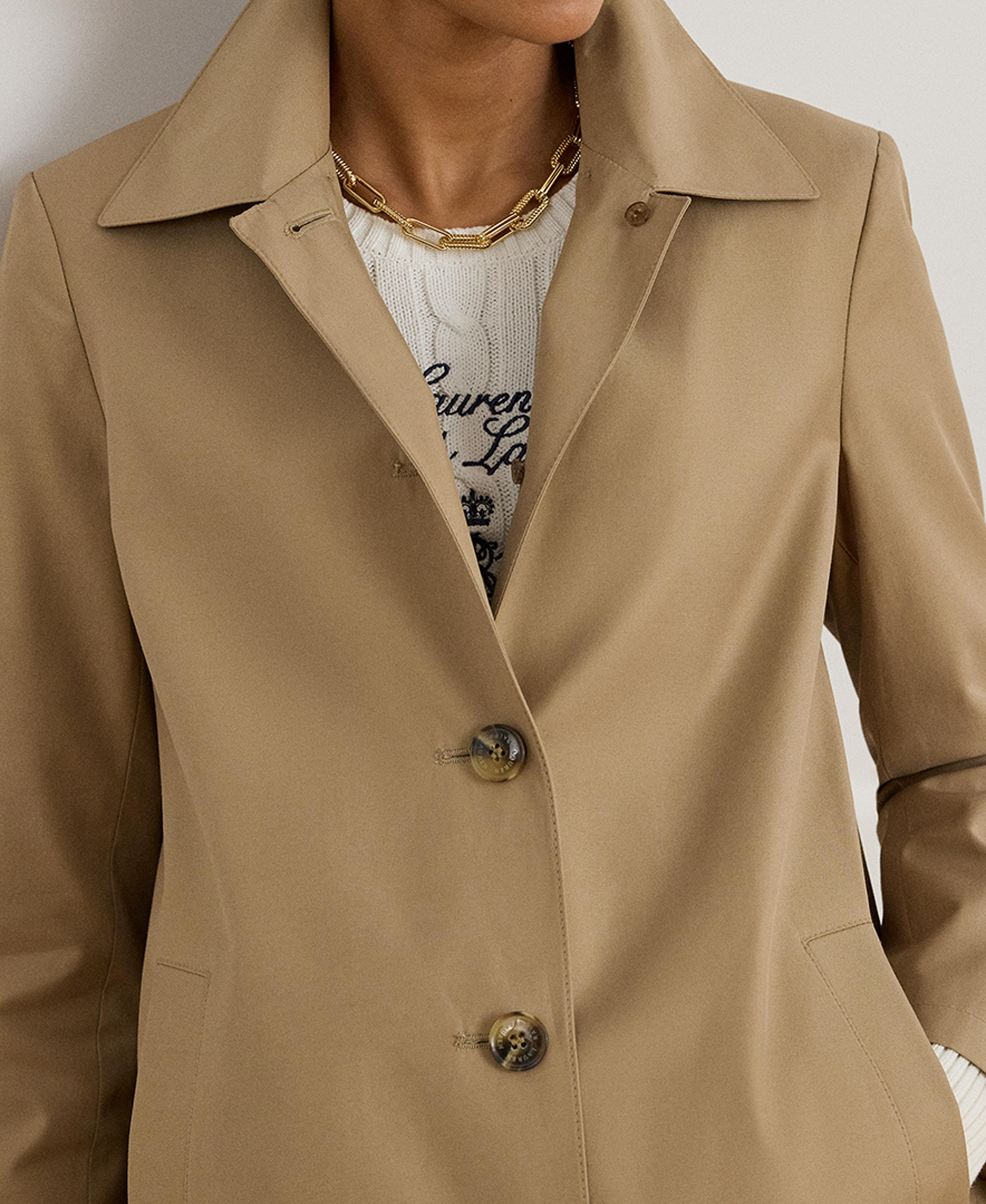 Lauren Ralph Lauren Women's Hooded Water-Resistant A-Line Raincoat, Created for Macy's - Sand